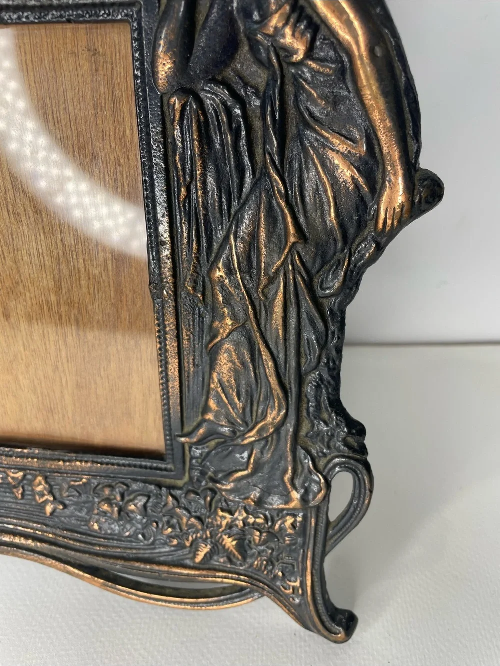 Art Nouveau Style Figural Picture Frame Metal Woman Lady for a Photograph Photo